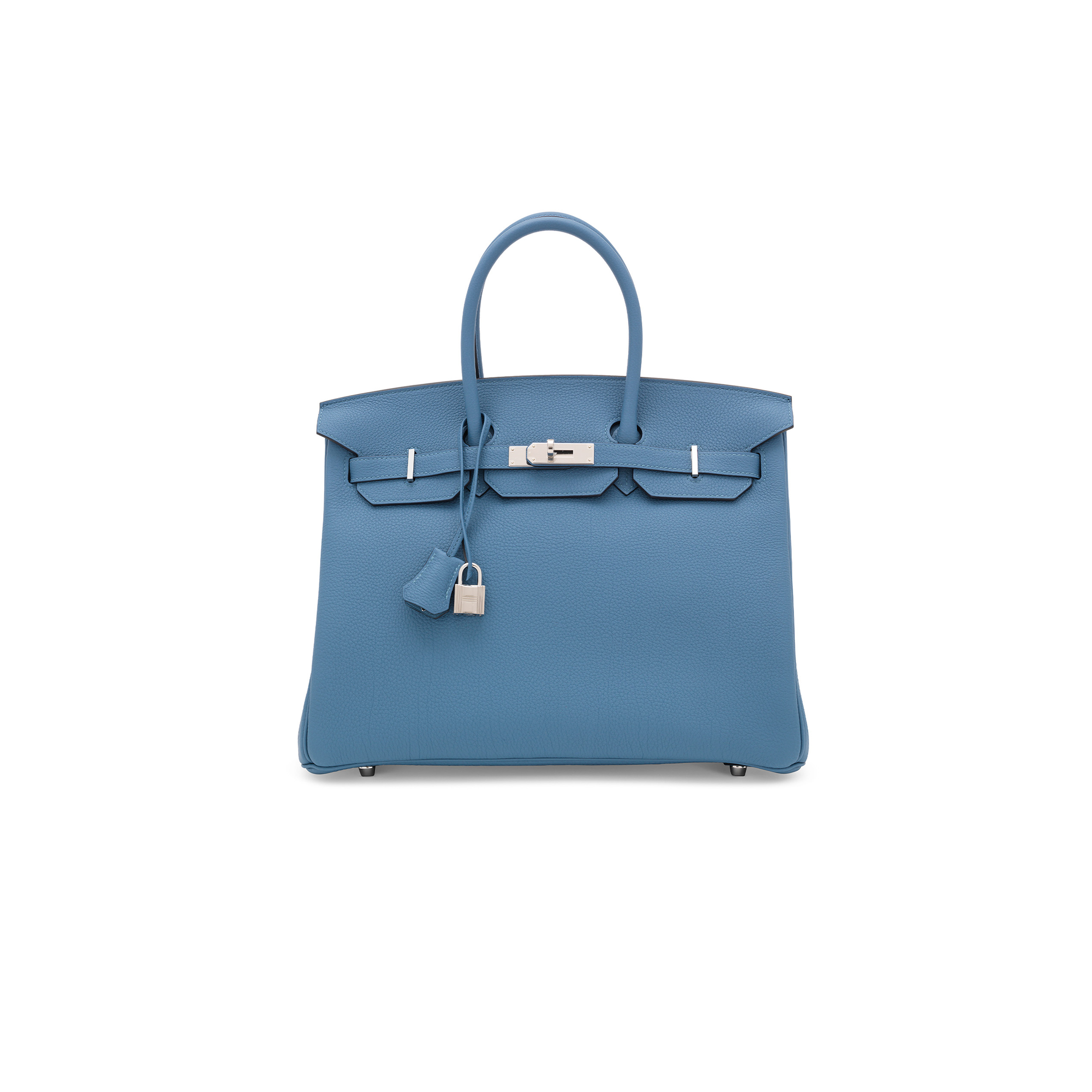 HERMES BIRKIN 30 EPSOM LEATHER AGATE BLUE SILVER BUCKLE HANDBAG 3101504 (30*23*15cm)